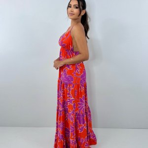 Vestido Sophia - Floral Fundo Laranja - Image 3