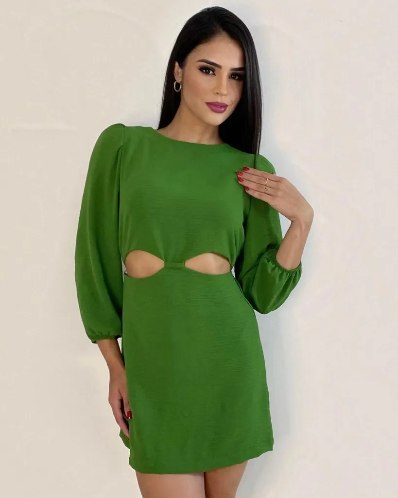 Vestido Tainara - Folhagem