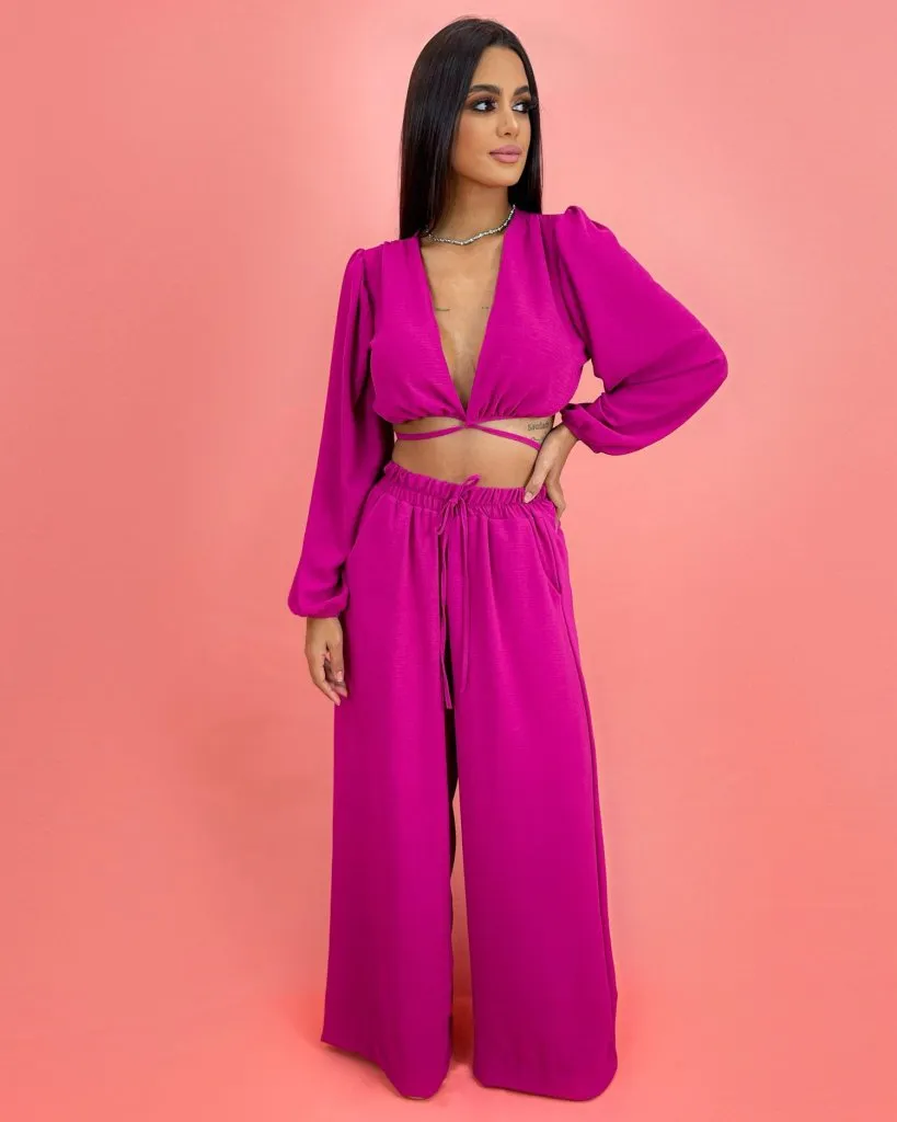 Conjunto Pantalona Simone - Fúcsia