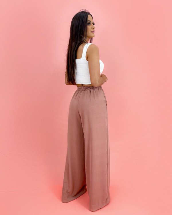Calça Pantalona em Duna - Nude - Imagem 3
