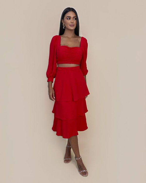 Saia Olga em Duna - Vermelho - Imagem 3