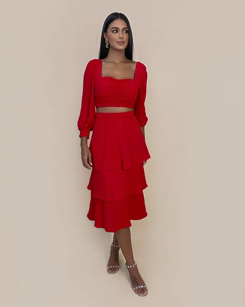 Saia Olga em Duna - Vermelho, foto 3