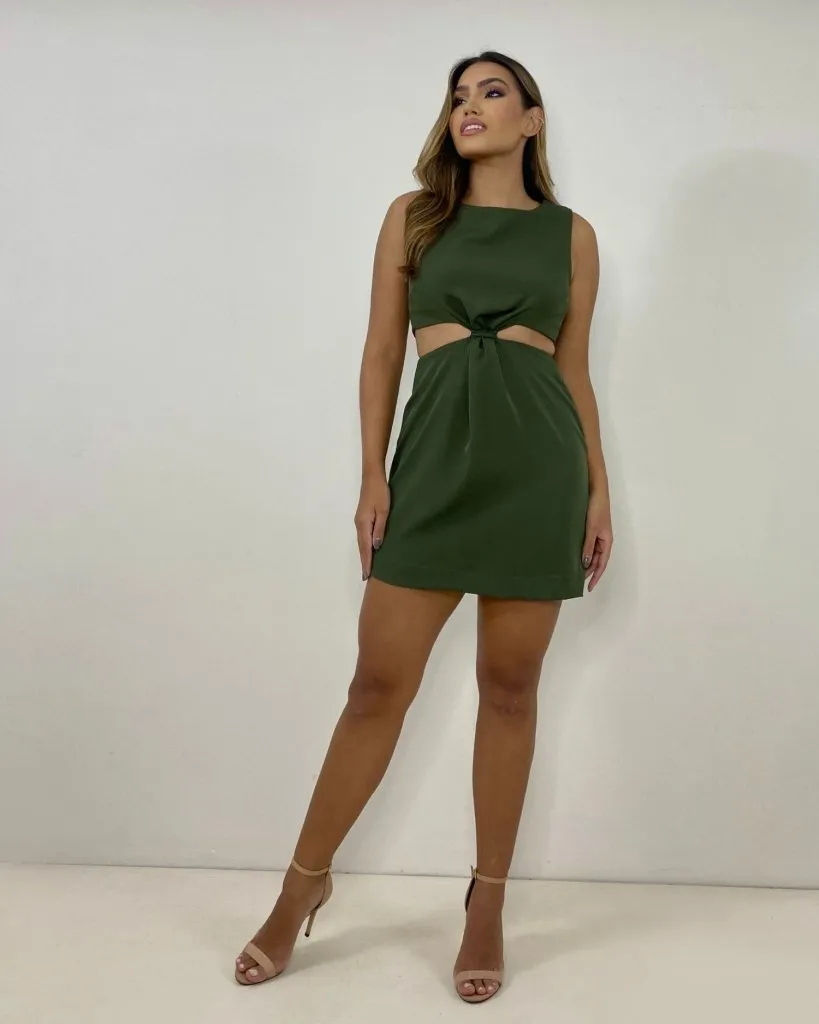 Vestido Pétala - Verde Militar