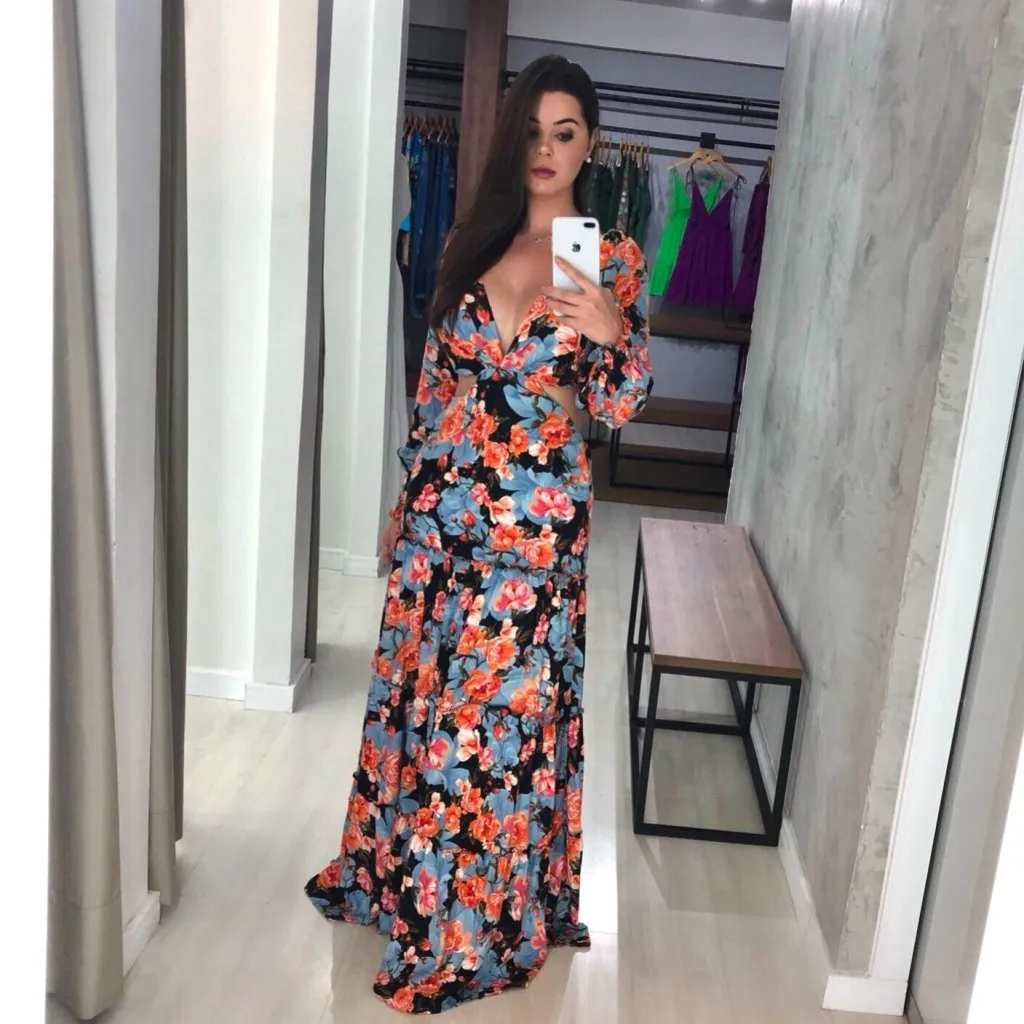 Vestido Rafaella - Floral Fundo Azul