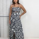 Vestido Naiane Longo - Estampado Fundo Preto