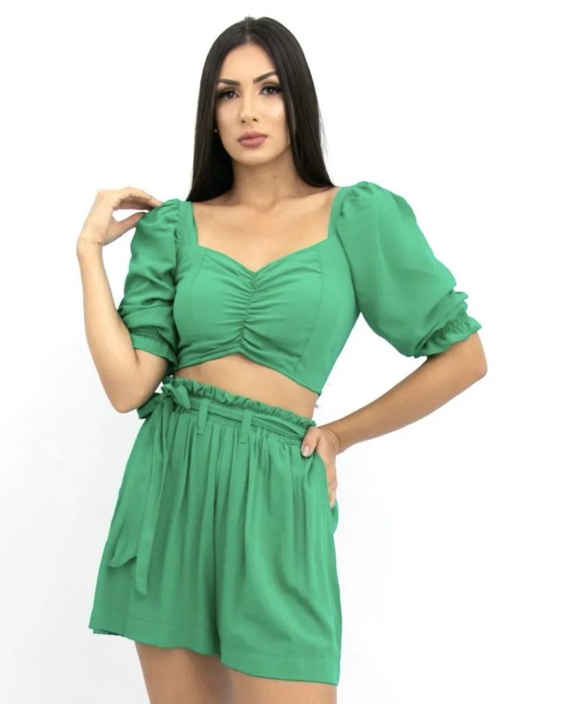 Conjunto Top Short Paloma - Verde Bandeira