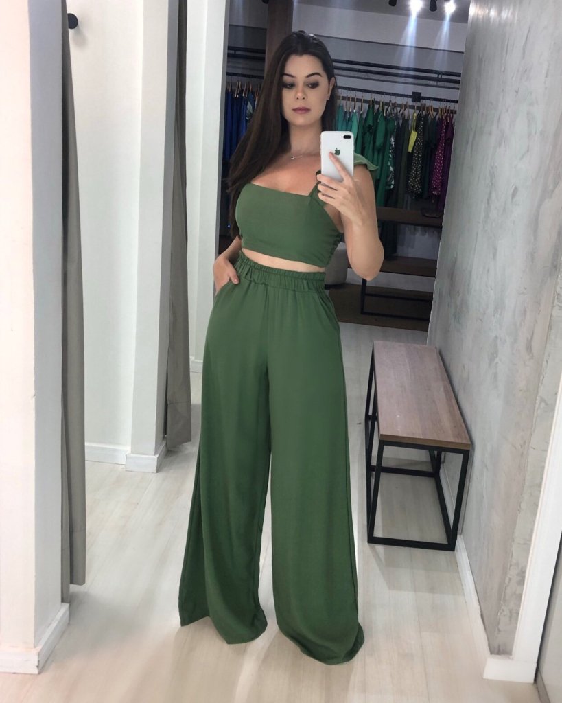 Conjunto Pantalona Samira - Verde Militar
