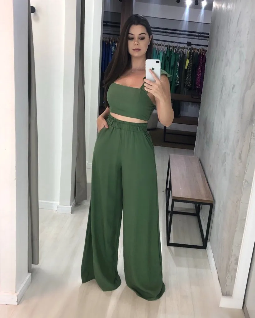 Conjunto Pantalona Samira - Verde Militar