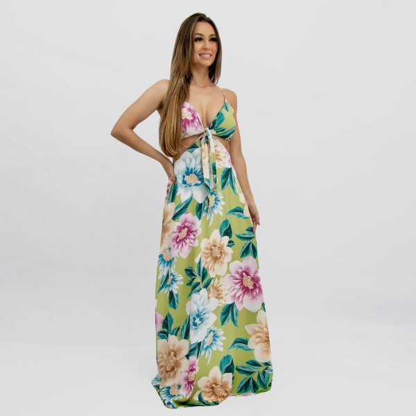 Vestido Natália - Floral Exclusivo Verde - Imagem 3