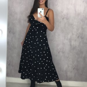 Vestido Camila Midi - Poá Fundo Preto - Image 3