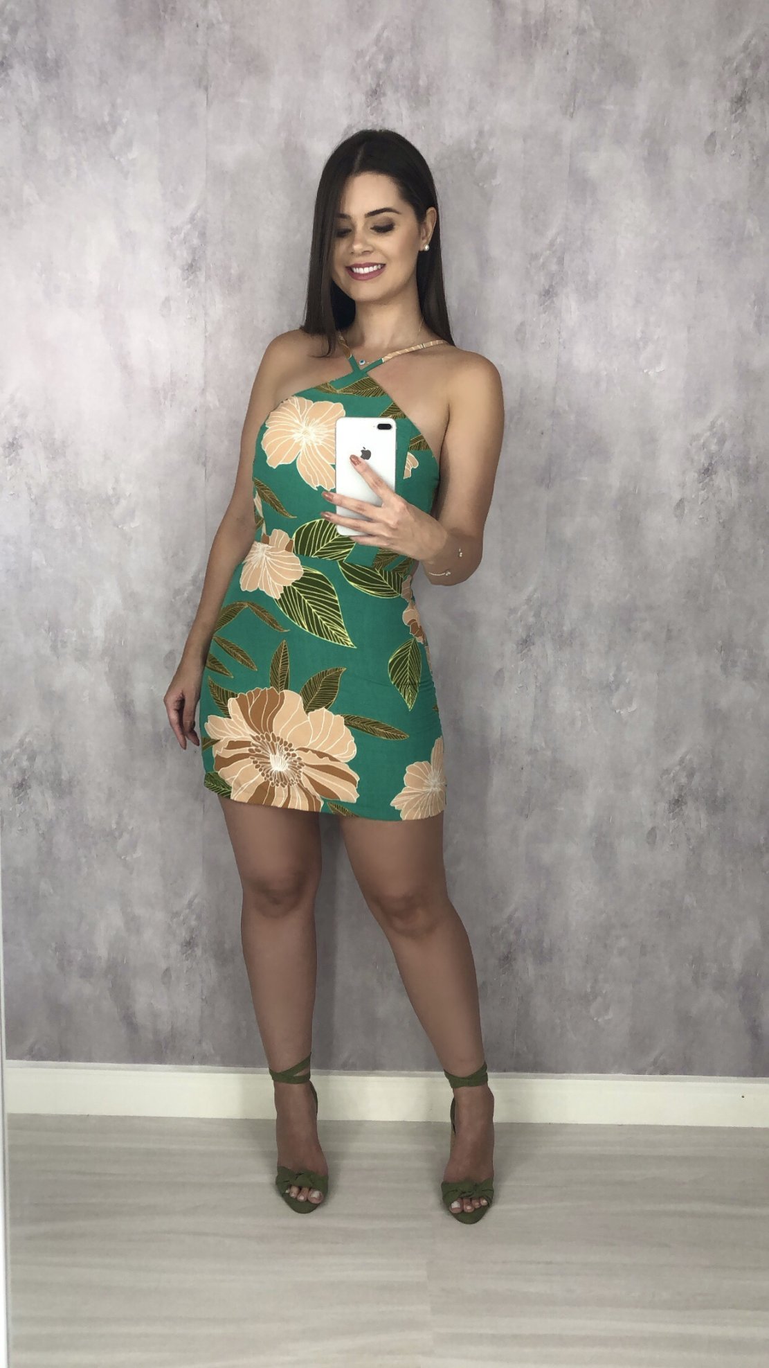 Vestido Iara - Floral Fundo Verde - Image 2