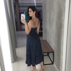 Vestido Jéssica Midi - Poá Azul - Image 2