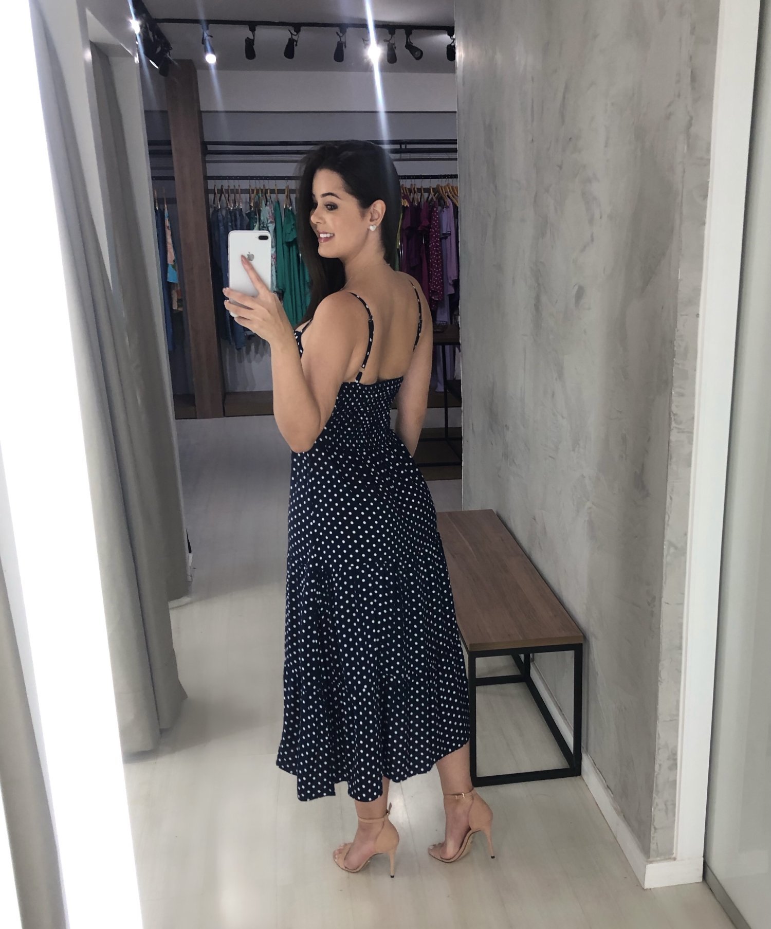 Vestido Jéssica Midi - Poá Azul - Image 2