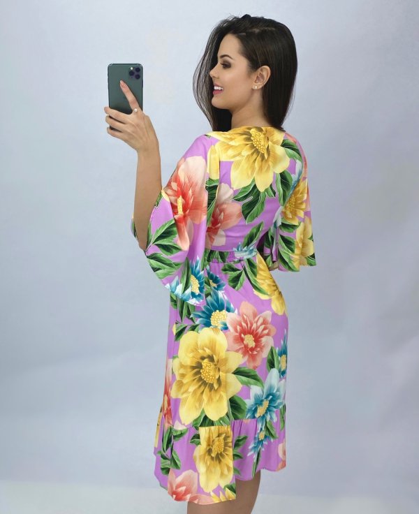 Conjunto Bárbara - Floral Exclusivo Fundo Lilás - Imagem 2