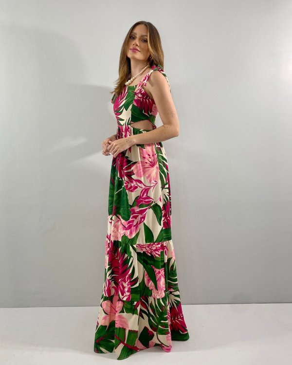 Vestido Pérola - Floral Fundo Bege - Imagem 5