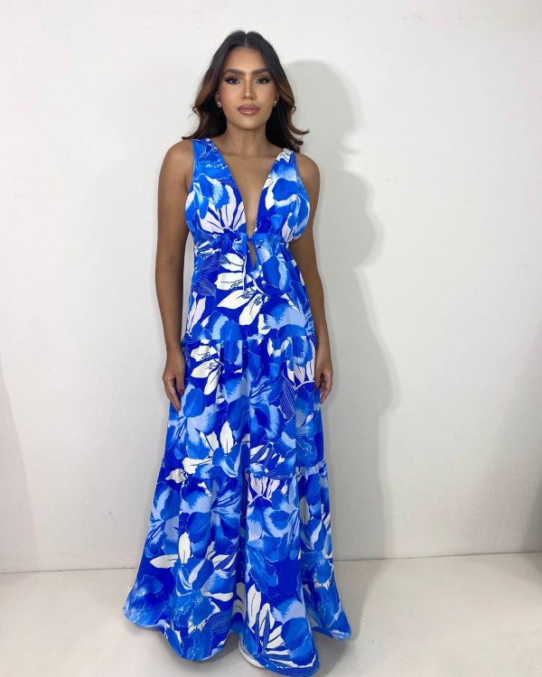 Vestido Ramona - Estampa Floral Azul - Imagem 2