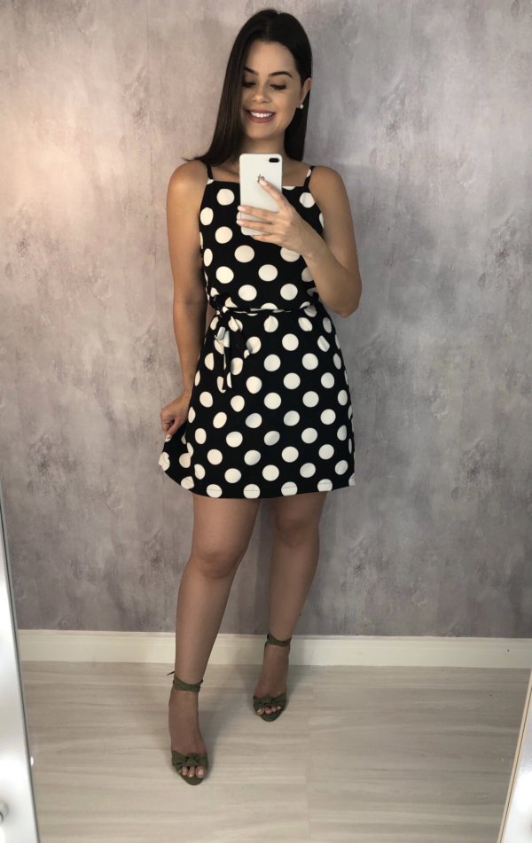 Vestido Paula - Poá Fundo Preto - Imagem 3