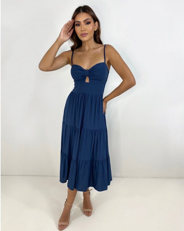 Vestido Jéssica Midi - Azul Marinho - Imagem 3