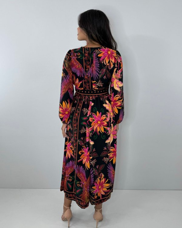 Vestido Clara - Floral Fundo Preto - Imagem 5