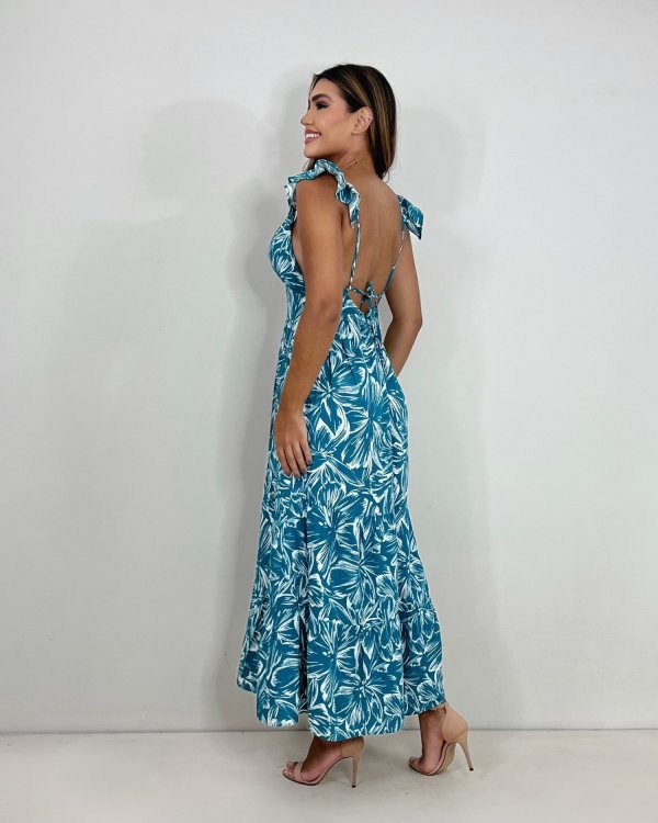 Vestido Maitê - Estampado Fundo Azul - Imagem 3