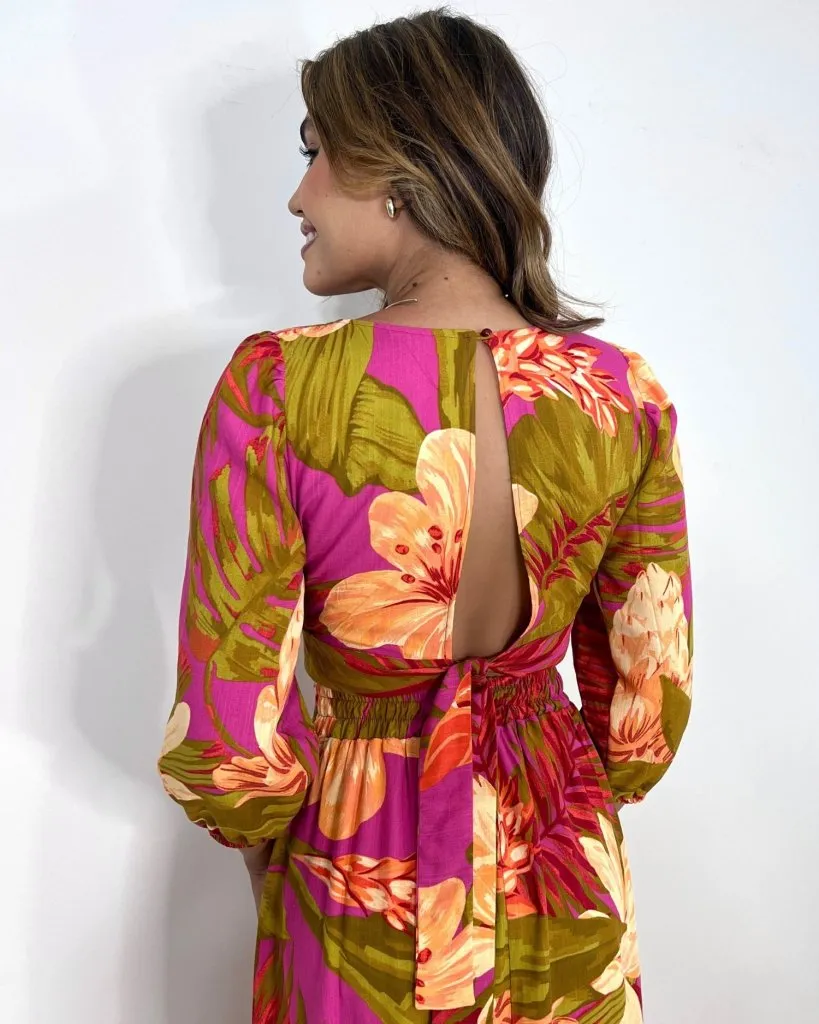 Vestido Mirela - Floral Fundo Pink, foto 5