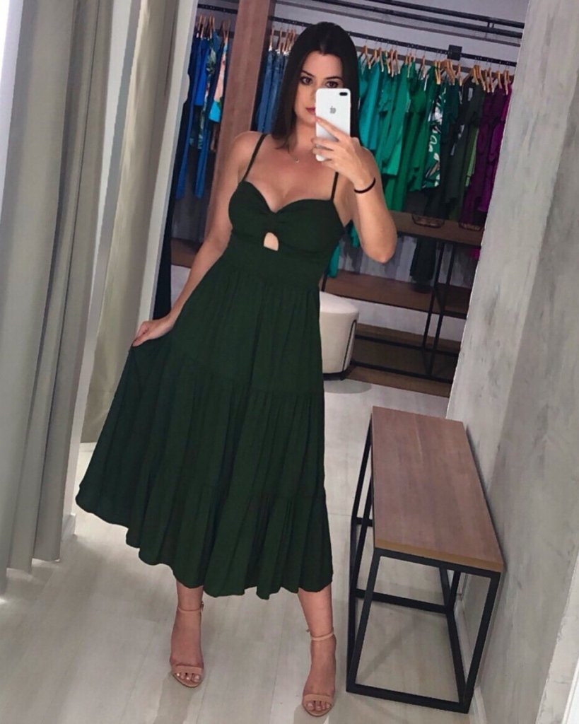 Vestido Jéssica Midi - Verde Militar