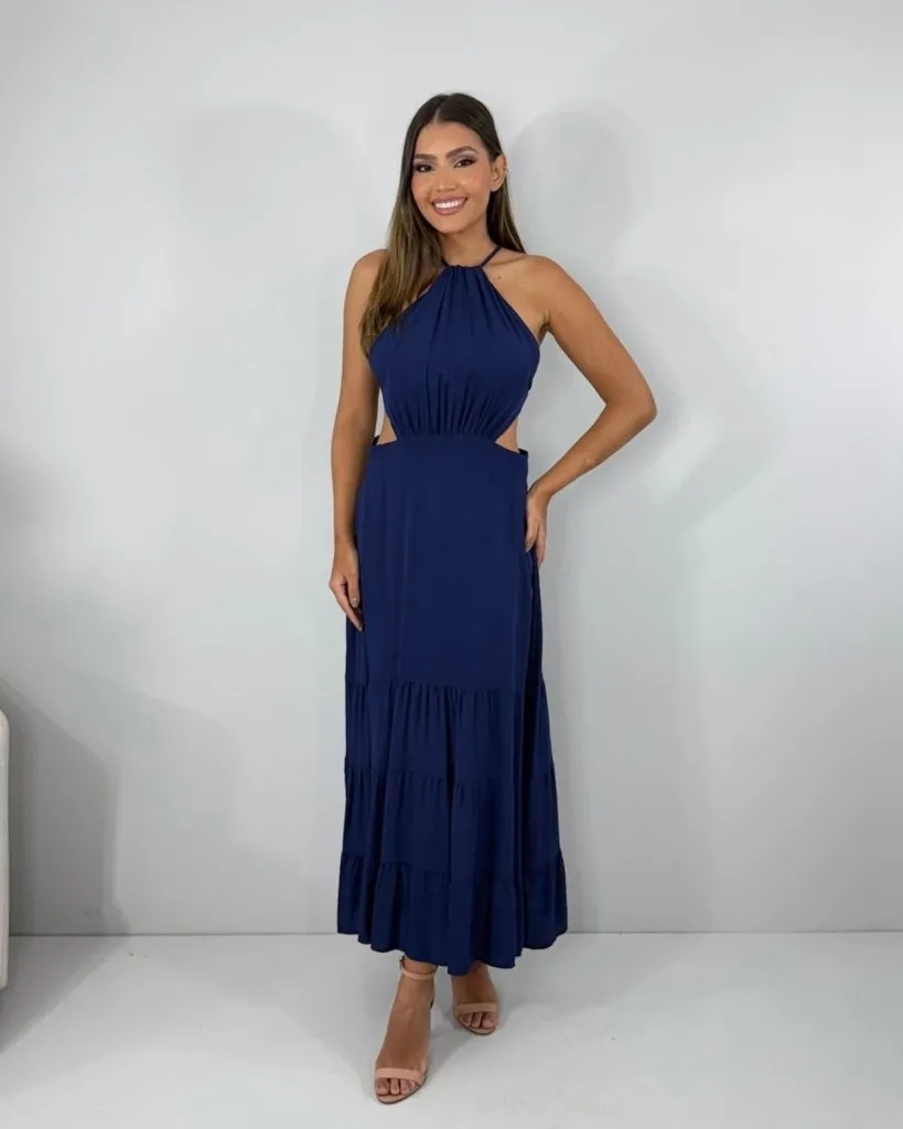 Vestido Estefane - Azul Marinho
