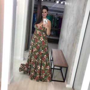 Vestido Sophia - Floral Fundo Verde - Image 2