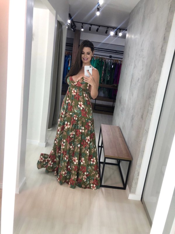 Vestido Sophia - Floral Fundo Verde - Imagem 2