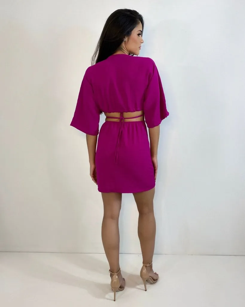 Vestido Cibele Curto - Fúcsia, foto 3