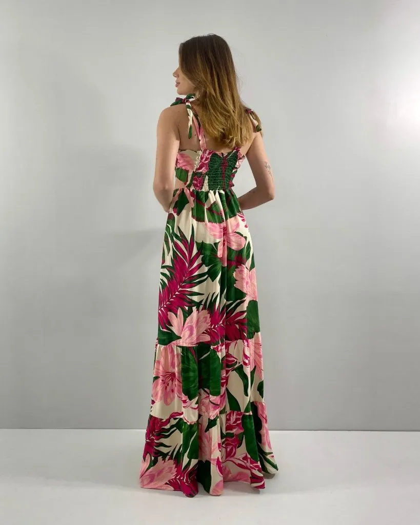 Vestido Pérola - Floral Fundo Bege