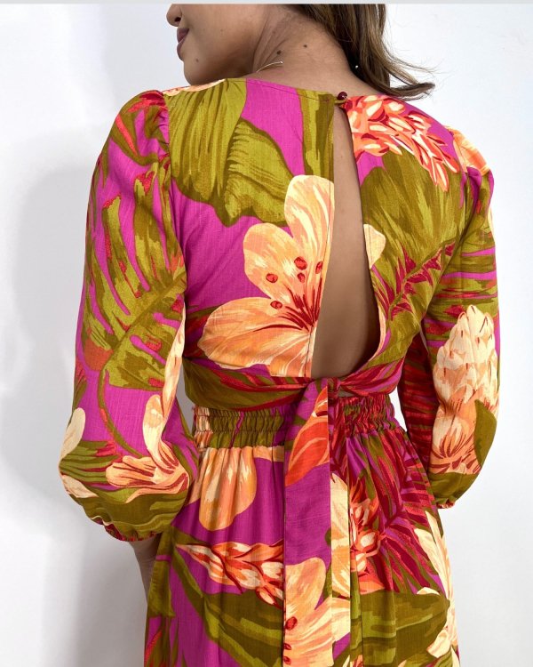 Vestido Mirela - Floral Fundo Pink - Imagem 4