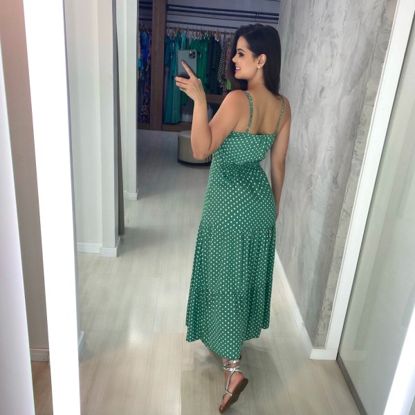 Vestido Camila Midi - Poá Verde Claro - Imagem 2