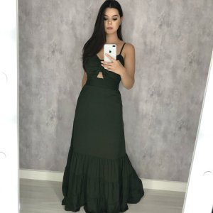 Vestido Jéssica Longo - Verde Militar - Image 1