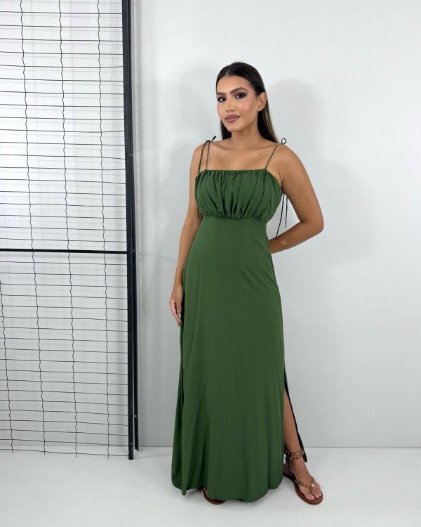Vestido Drica Longo - Verde Militar