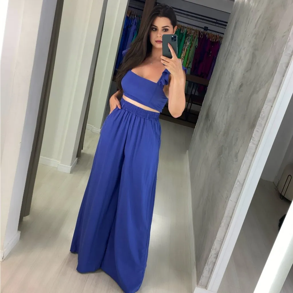 Conjunto Pantalona Samira - Azul Cobalto