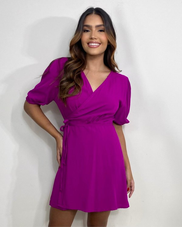 Vestido Érica Manga Princesa - Fúcsia - Imagem 2