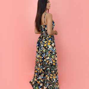 Vestido Camila - Floral Colorido Fundo Preto - Image 2