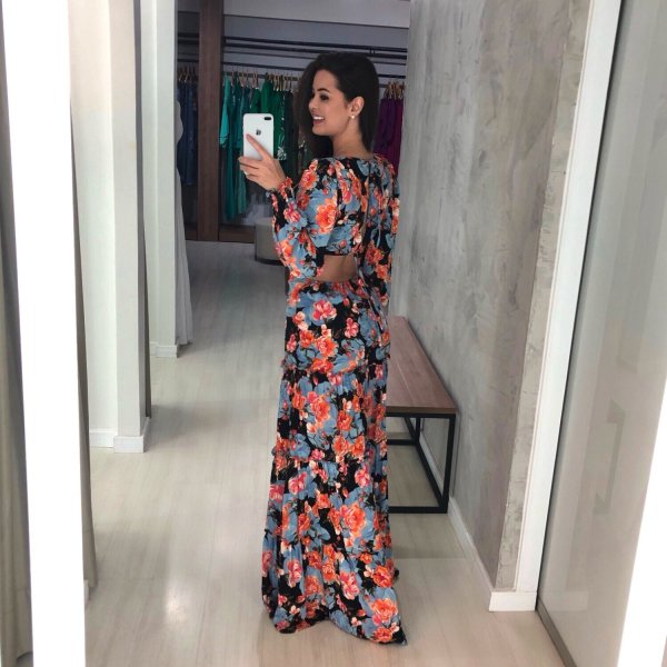 Vestido Rafaella - Floral Fundo Azul - Imagem 2