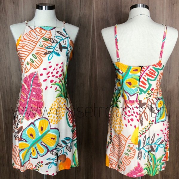 Vestido Folhas - Fundo Offwhite - Imagem 2