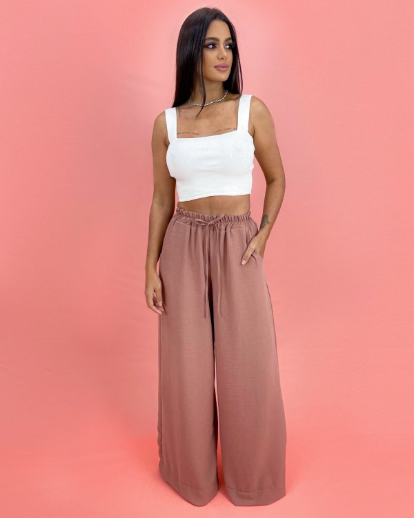 Calça Pantalona em Duna - Nude - Imagem 2