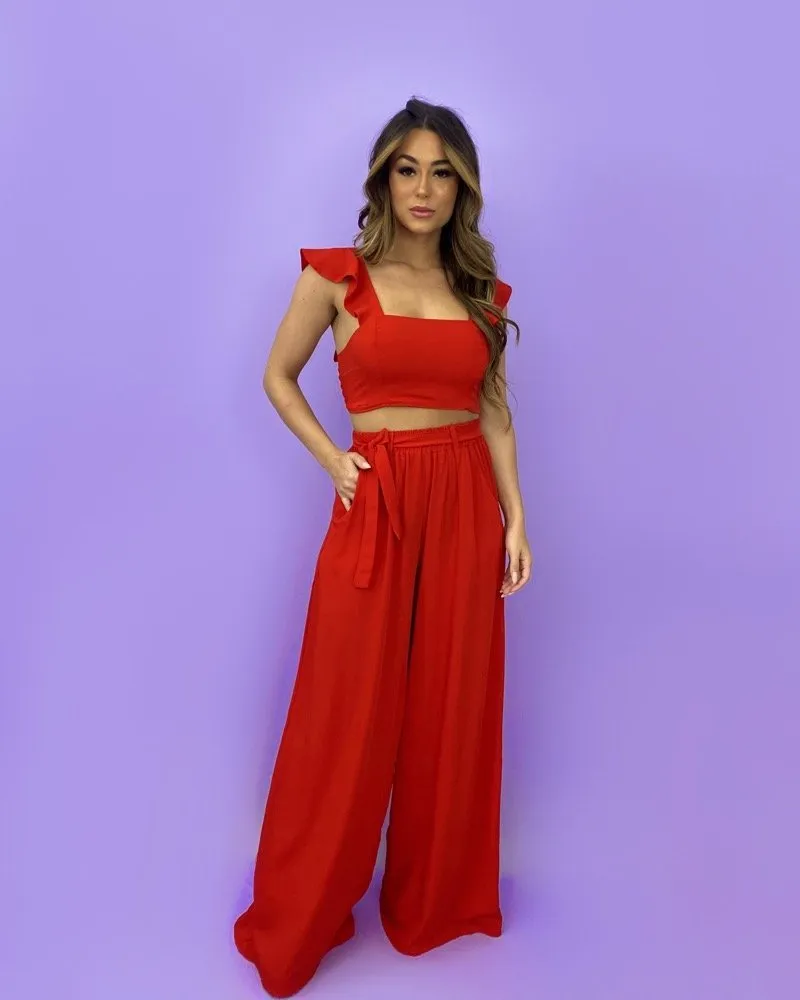 Conjunto Pantalona Samira - Vermelho