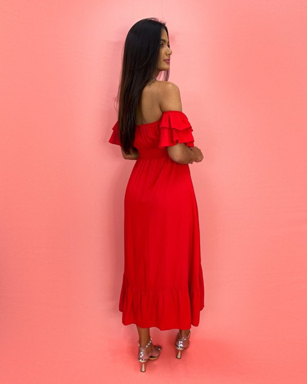 Vestido Gisele - Vermelho Flamingo - Imagem 2