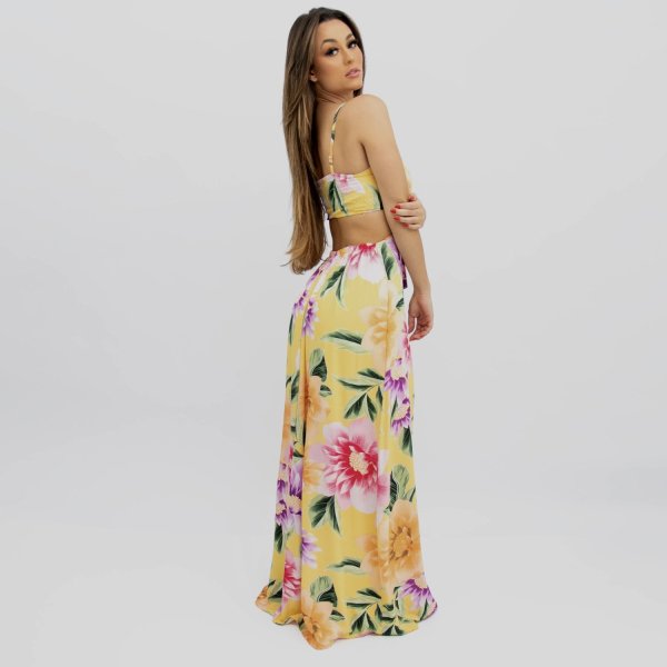 Vestido Natália - Floral Exclusivo Amarelo - Imagem 3