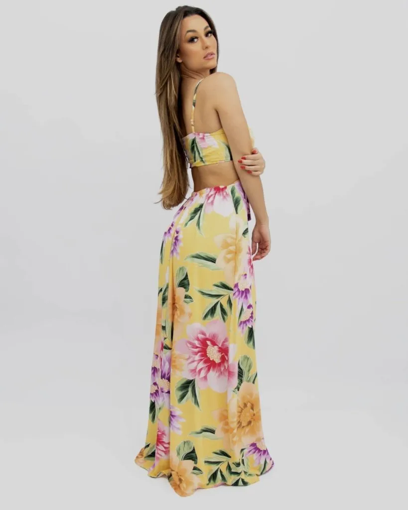 Vestido Natália - Floral Exclusivo Amarelo, foto 3
