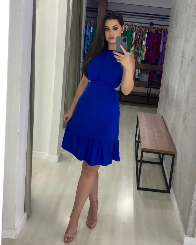 Vestido Estefane Curto - Azul Royal