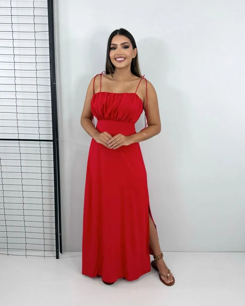 Vestido Drica Longo - Vermelho