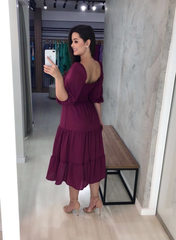 Vestido Juliana - Fúcsia - Crepinho - Imagem 3