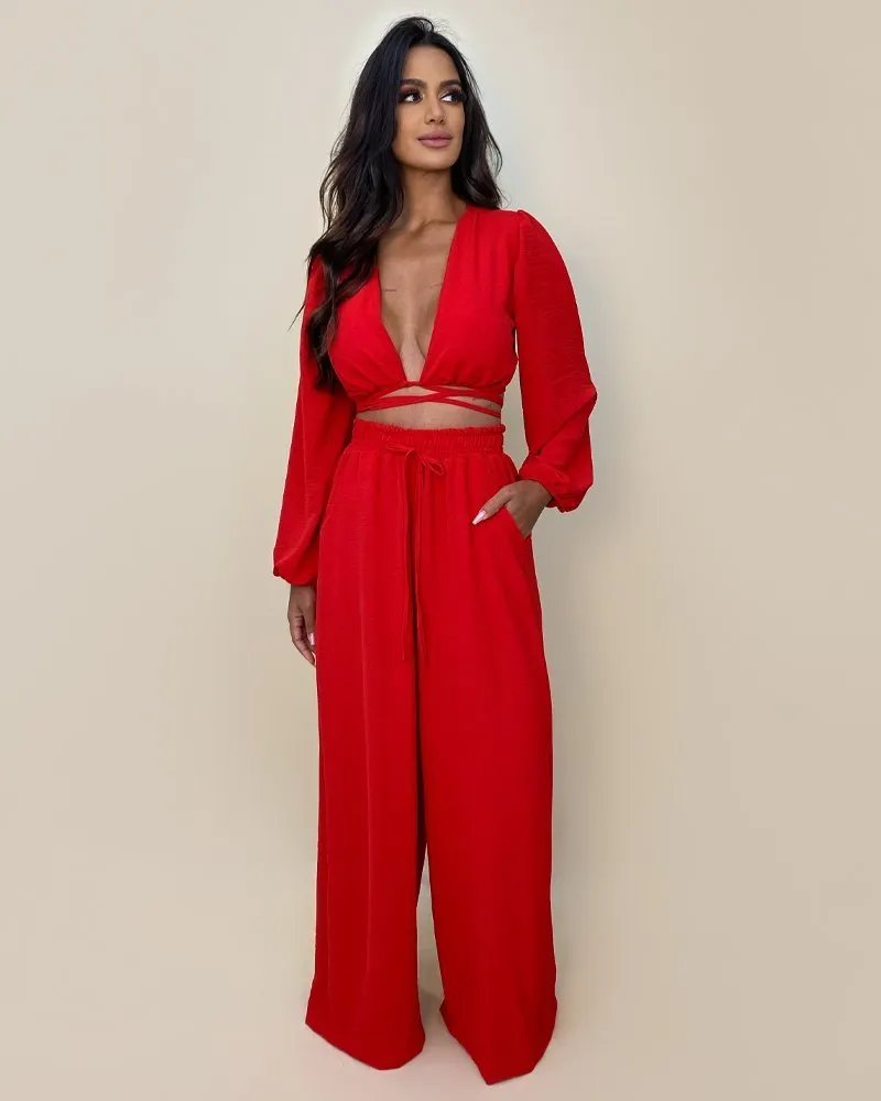 Calça Pantalona em Duna - Vermelho, foto 3