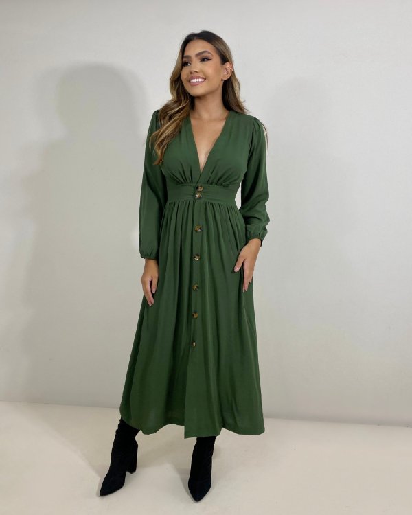 Vestido Clara - Verde Militar - Imagem 2